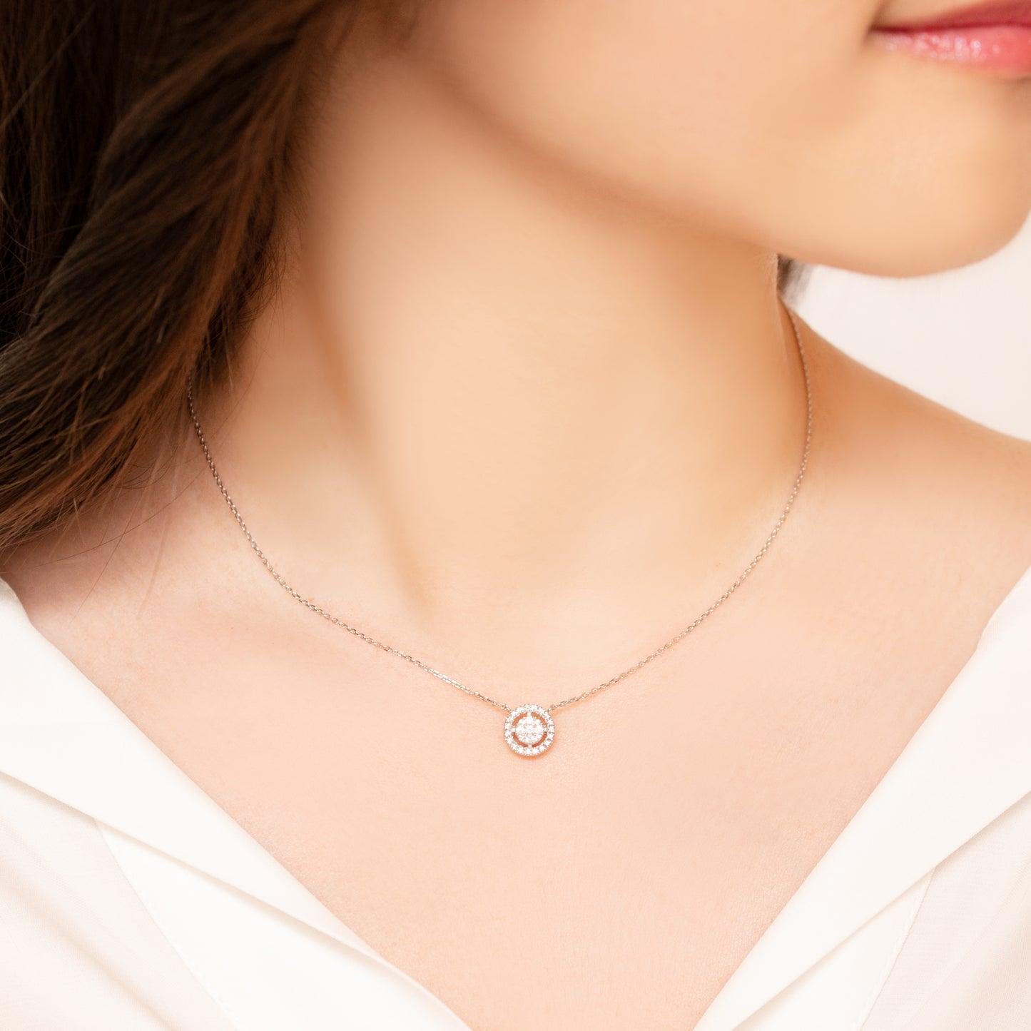 サークルパヴェ ネックレス (0.16ct)