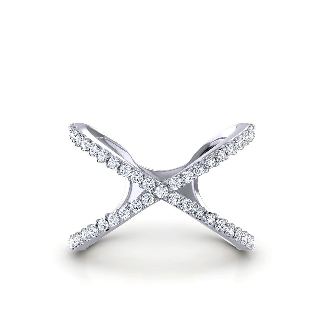 【即納可能】クロスリング (0.4ct) 10号