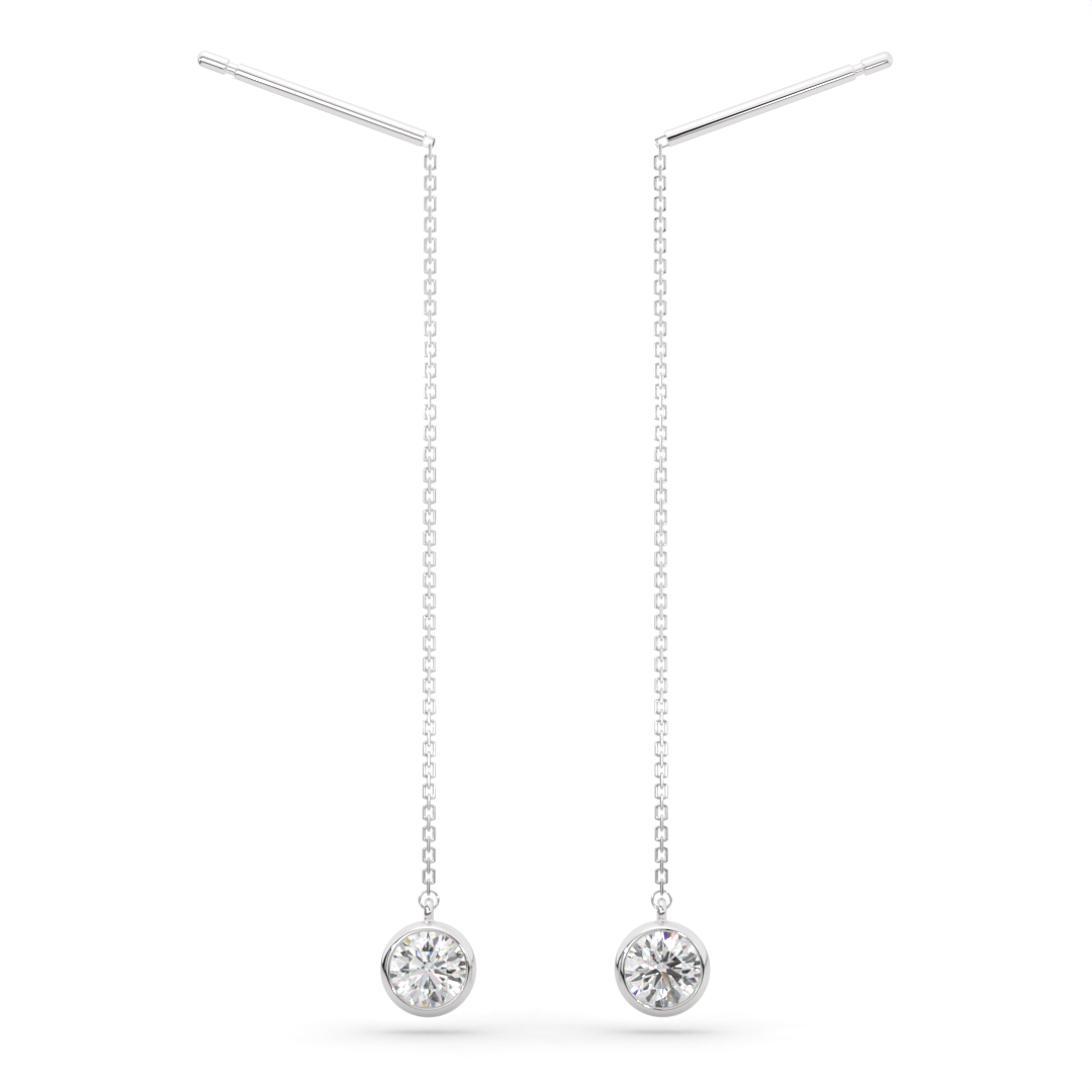 【即納可能】ベゼルチェーン ピアス (ペア0.16ct)
