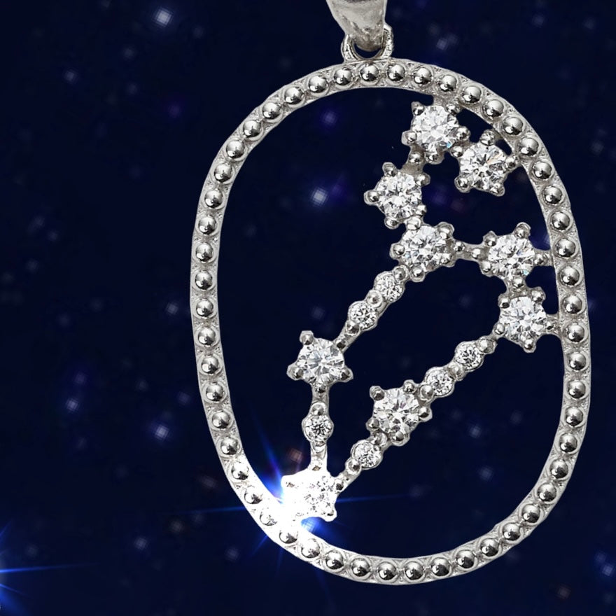 【即納可能】しし座 (0.2ct) 12星座コンステレーション ロングネックレス (山脇道子氏コラボレーション製品)