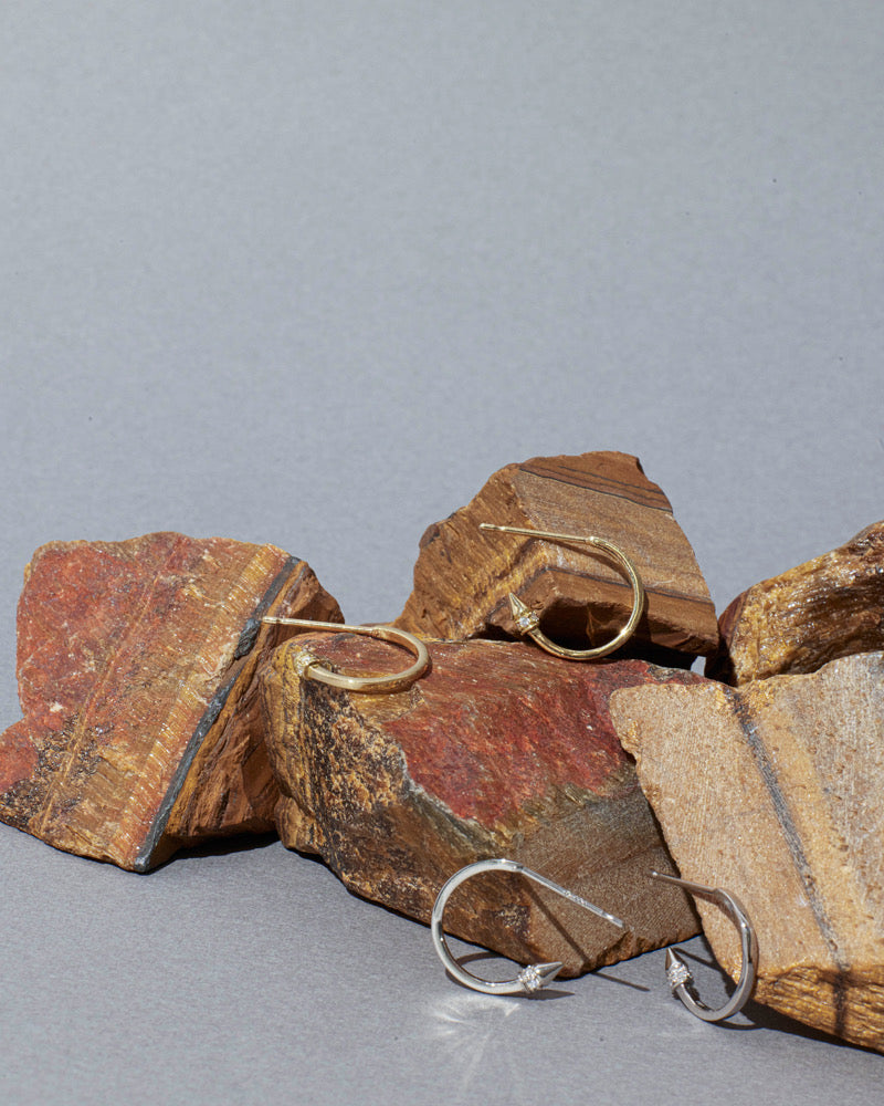 スパイク フープピアス スリークタイプ シングル0.02ct/ペア0.04ct 男女兼用・ジェンダーレス