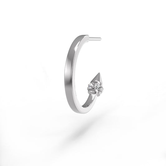 スパイク フープピアス スリークタイプ シングル0.02ct/ペア0.04ct 男女兼用・ジェンダーレス