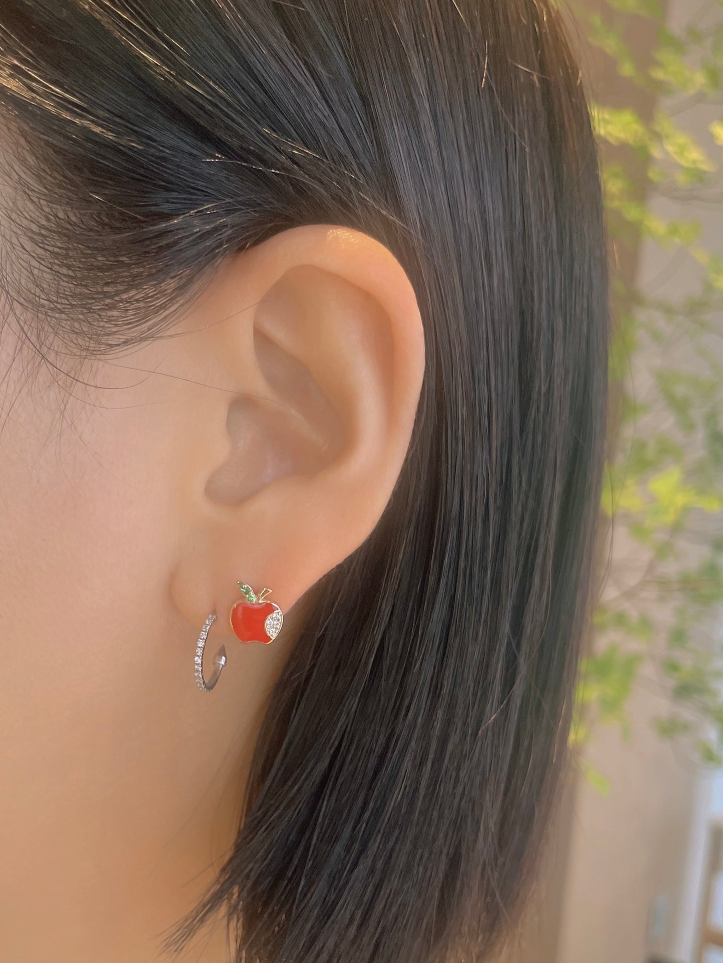 りんごgloss ピアス シングル(ポストタイプ)