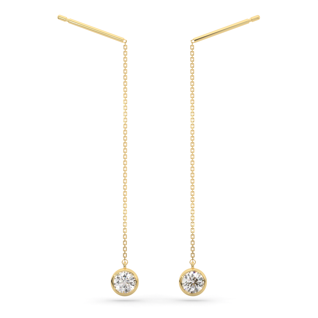 【即納可能】ベゼルチェーン ピアス (ペア0.16ct)