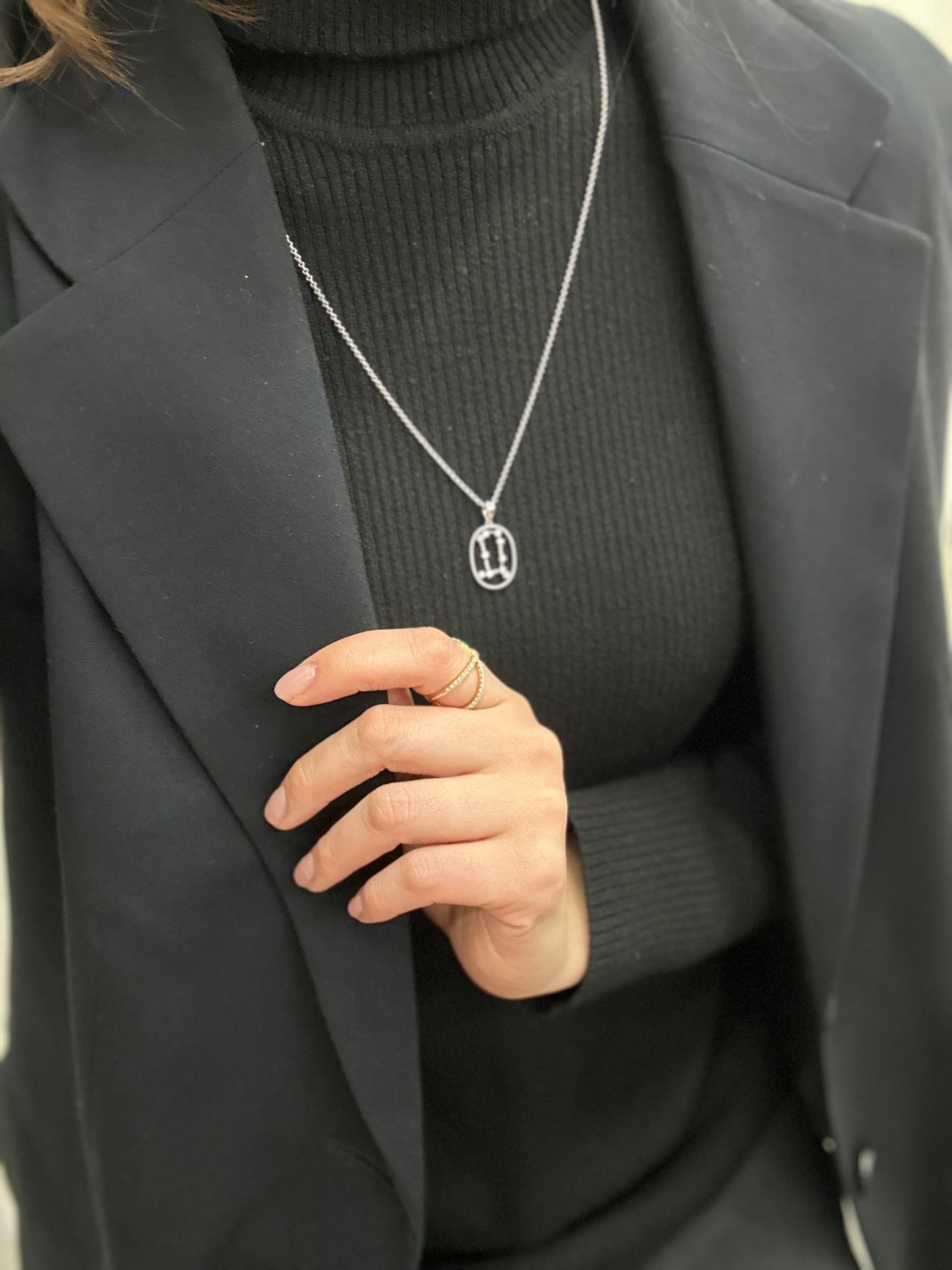 【即納可能】ふたご座 (0.22ct) 12星座コンステレーション ロングネックレス (山脇道子氏コラボレーション製品)