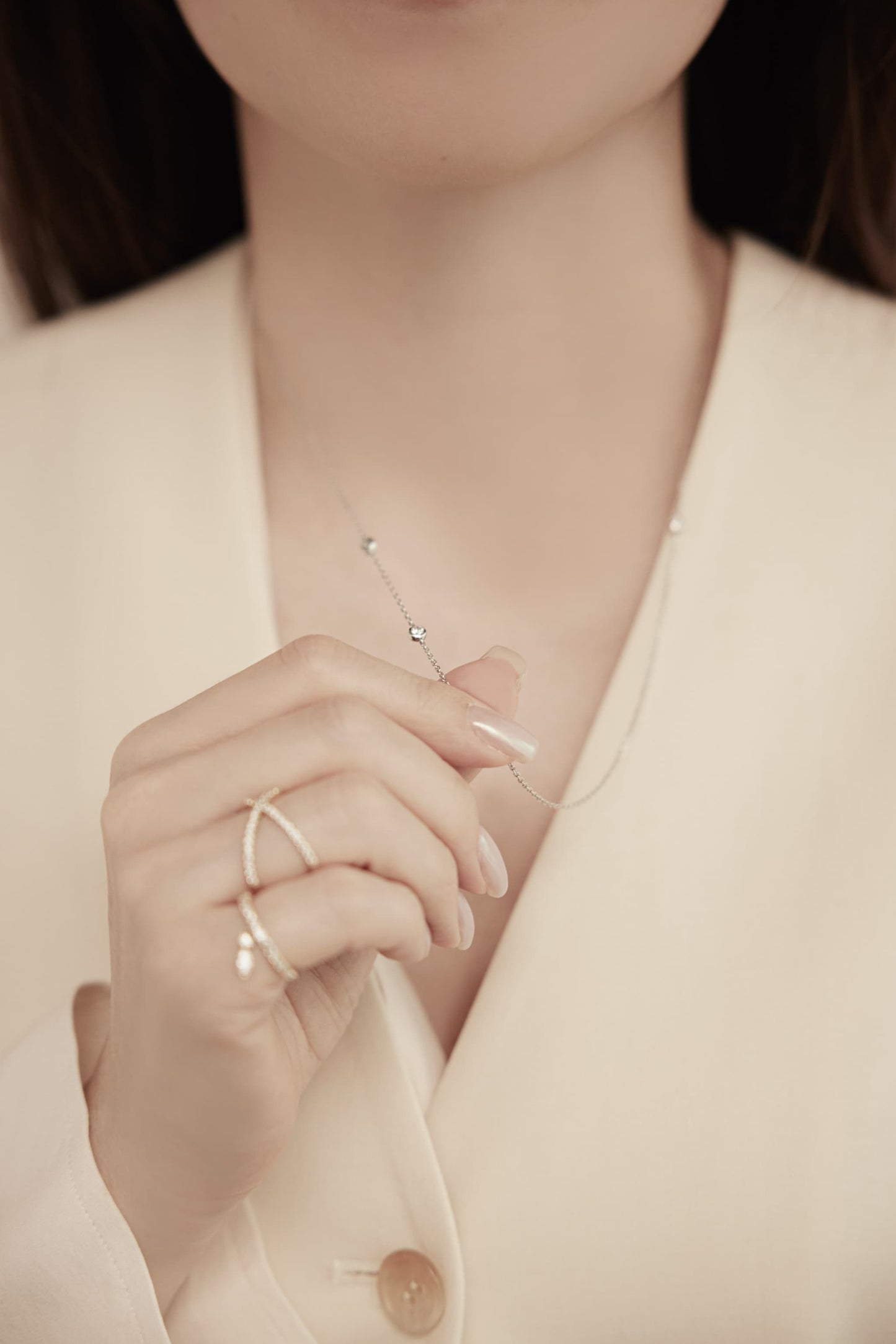THREE STONES NECKLACE (スリーストーンズ ネックレス 0.25ct, 男女兼用・ジェンダーレス )