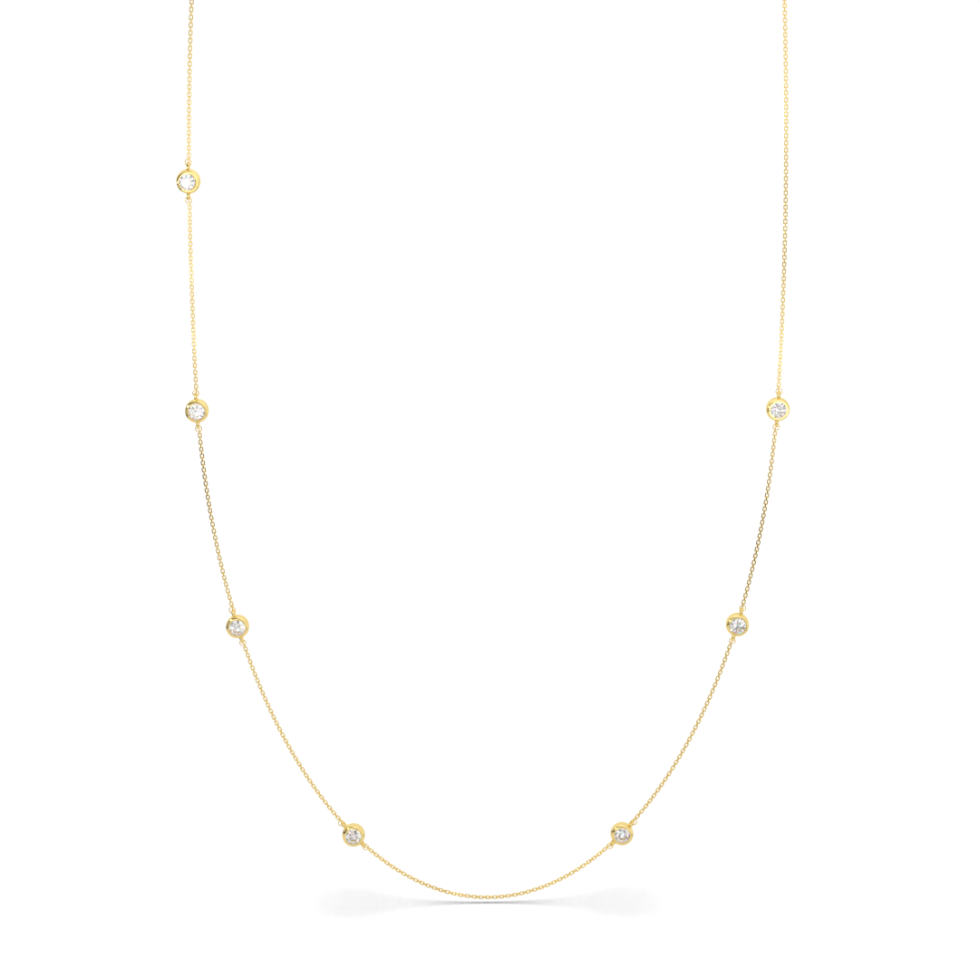 【即納可能】ベゼル7石 ロングネックレス(0.59ct)