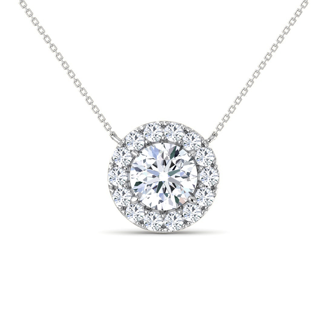 【即納可能】GIOIA 0.5ct+ ラウンドHaloネックレス Dカラー