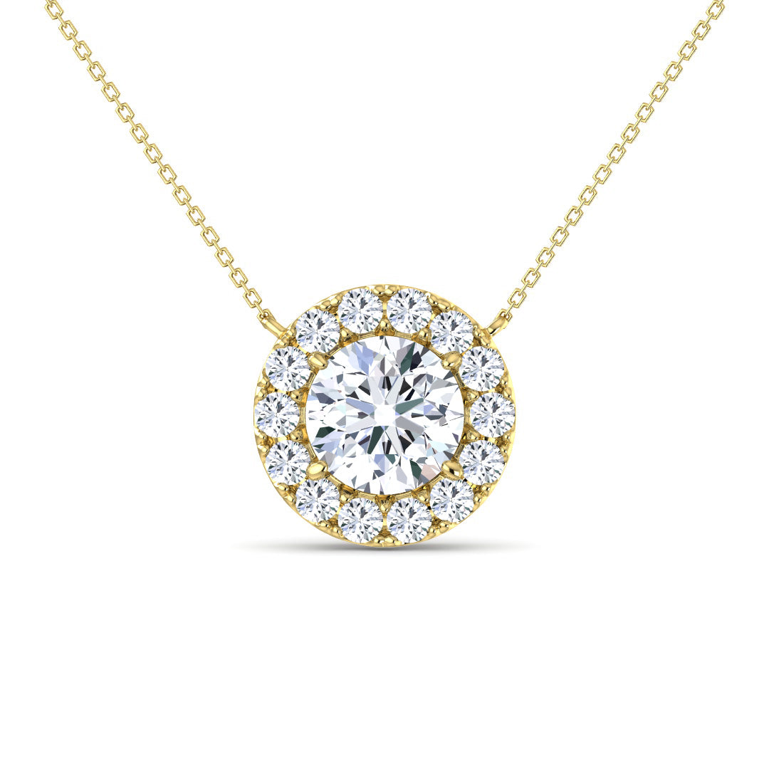【即納可能】GIOIA 0.5ct+ ラウンドHaloネックレス Dカラー