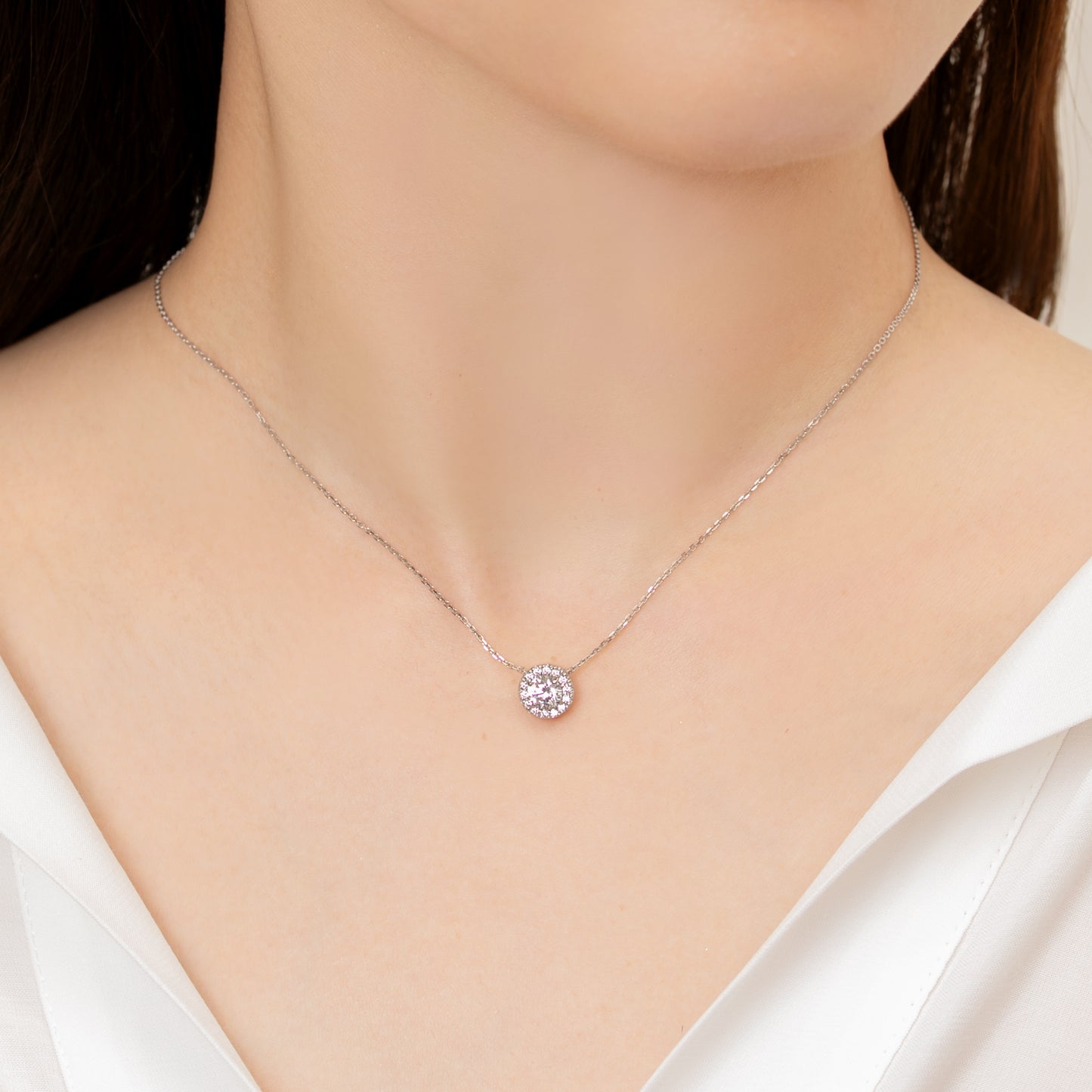 GIOIA 0.5ct+ ラウンドHaloネックレス Dカラー
