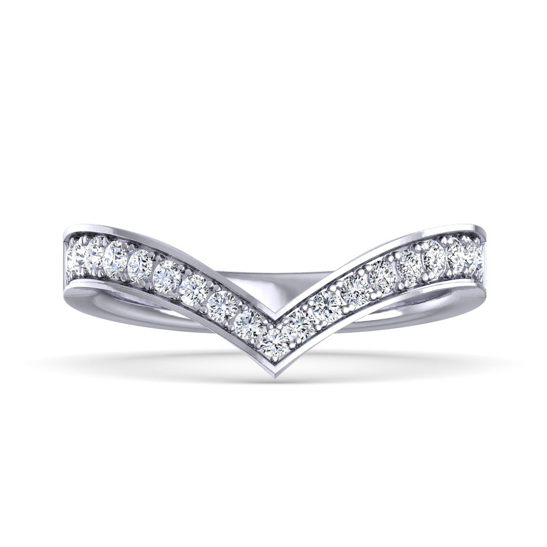【即納可能】Vリング (0.27ct) K18YG 8号