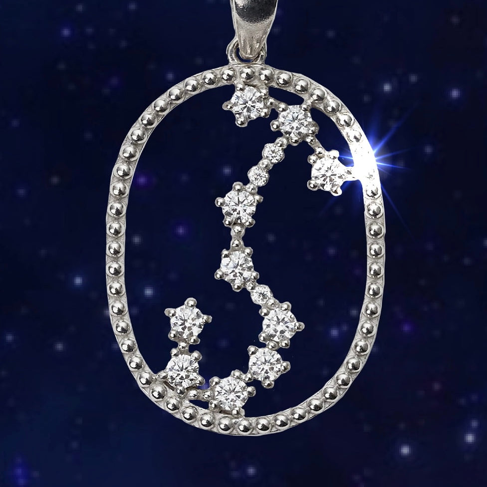 【即納可能】さそり座 (0.21ct) 12星座コンステレーション ロングネックレス (山脇道子氏コラボレーション製品)