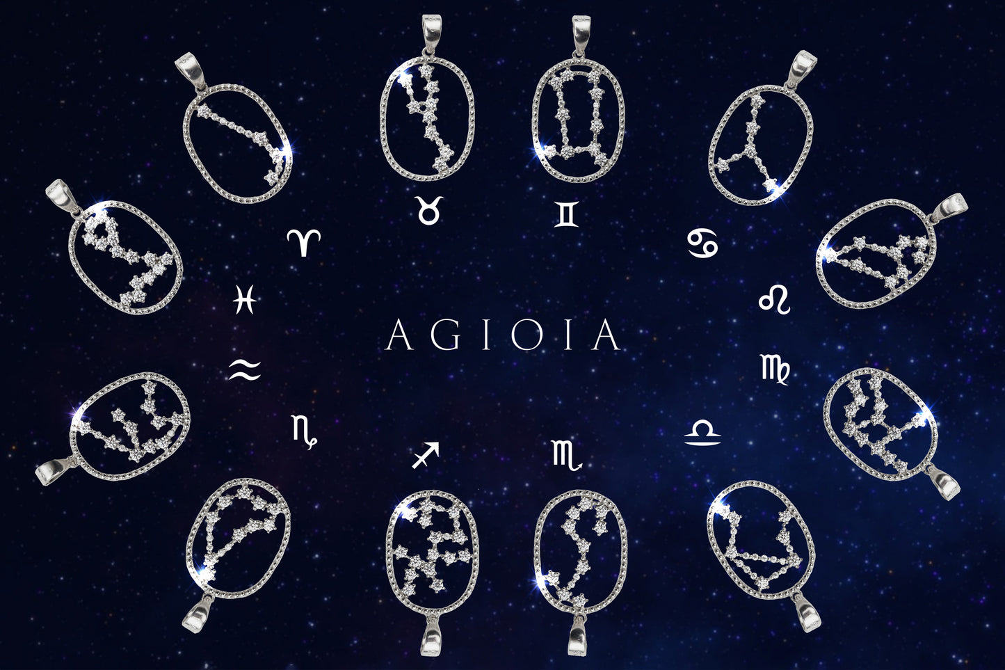 【即納可能】しし座 (0.2ct) 12星座コンステレーション ロングネックレス (山脇道子氏コラボレーション製品)