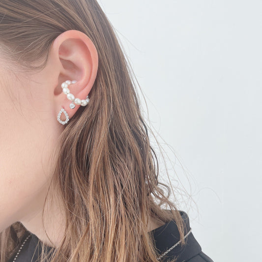 【追加販売決定・即納可能】パールダイヤモンド 2wayイヤーカフリング