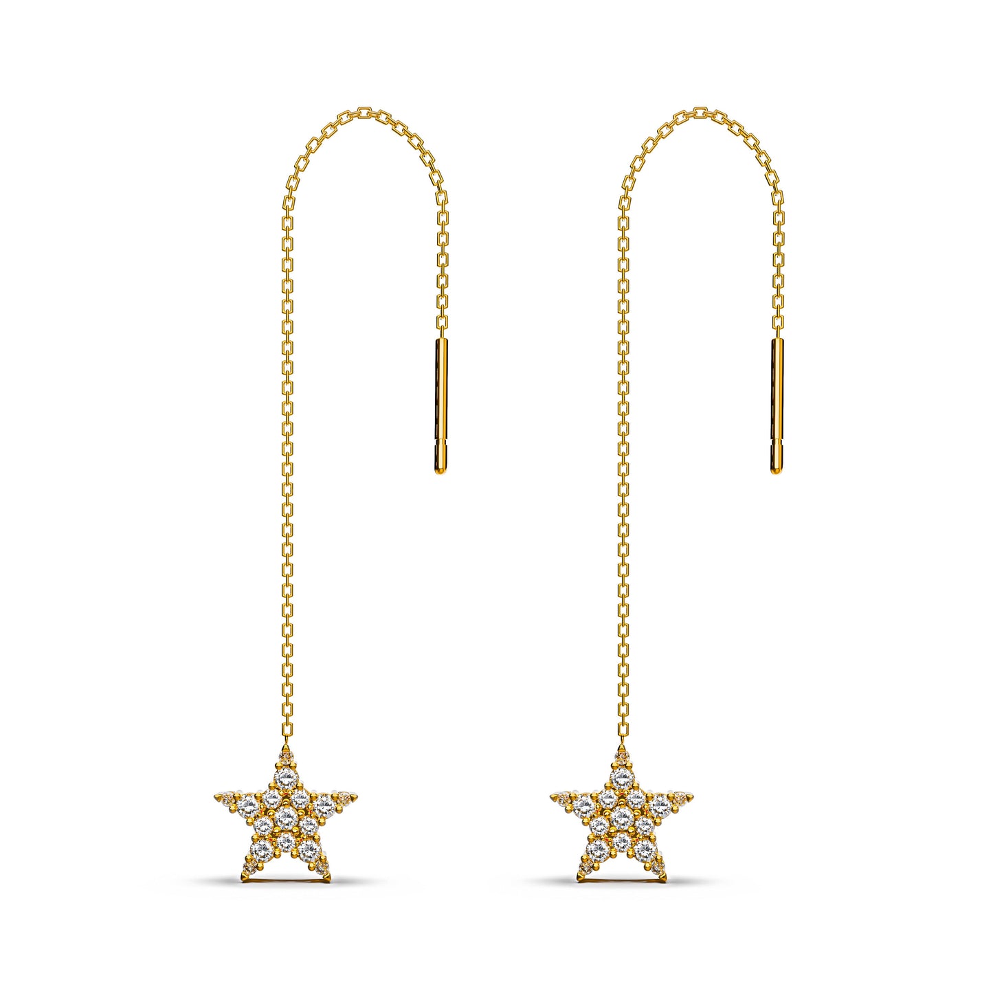 【即納可能】スターピアス　チェーンタイプ (※シングル0.21ct&ペア0.42ct）ペア