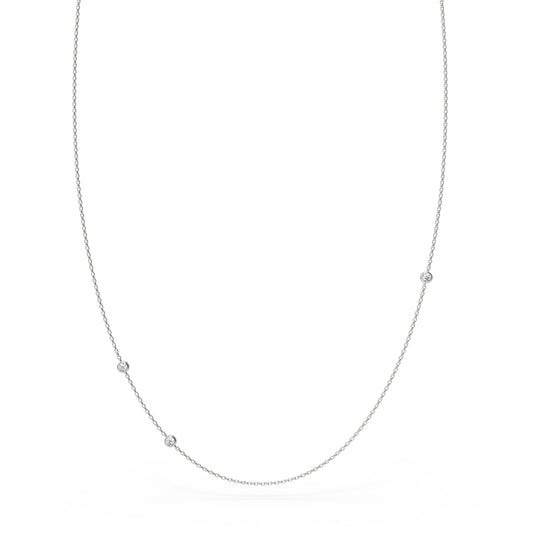 【即納可能】THREE STONES NECKLACE (スリーストーンズ　ネックレス 0.25ct, 男女兼用・ジェンダーレス ）