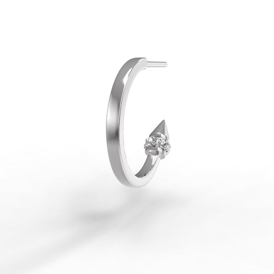 【即納可能】スパイク フープピアス　スリークタイプ 　シングル0.02ct　男女兼用・ジェンダーレス