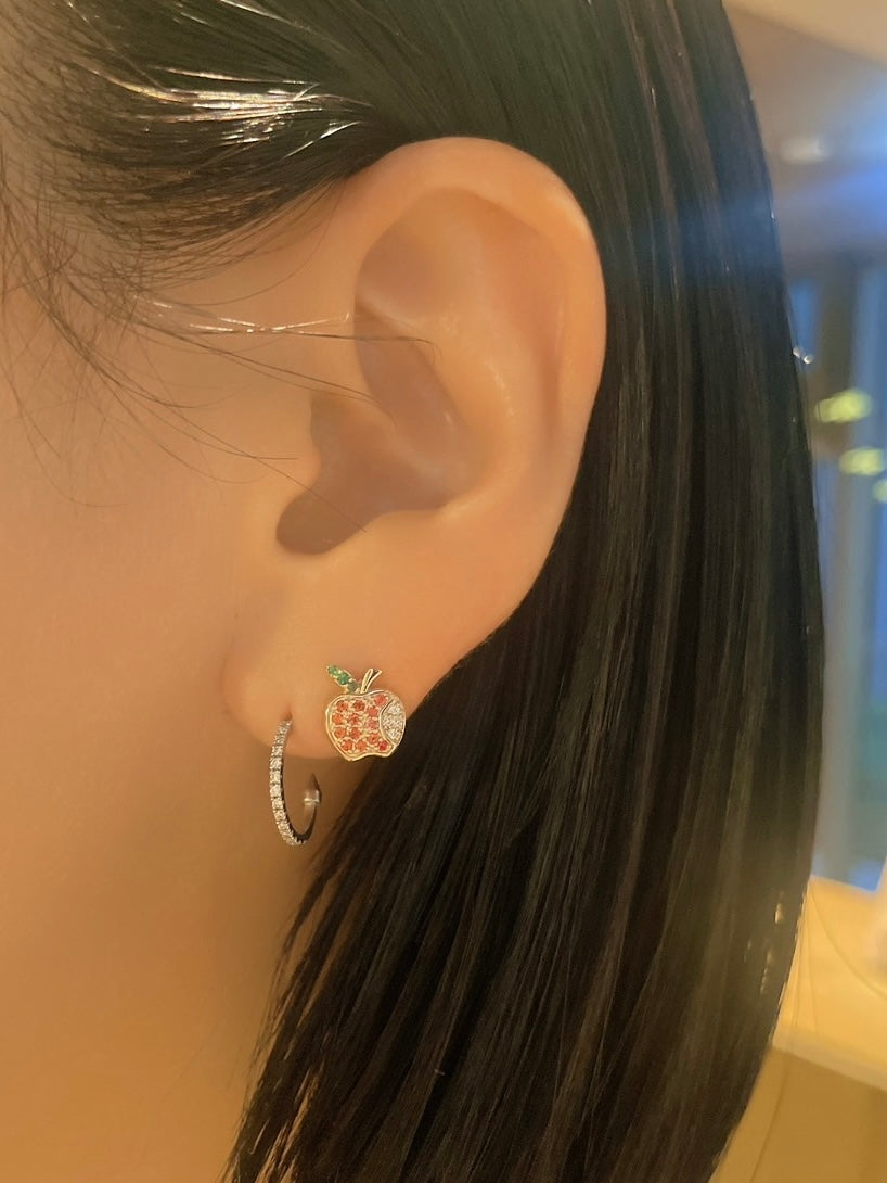 りんごパヴェ ピアス　シングル (ポストタイプ）
