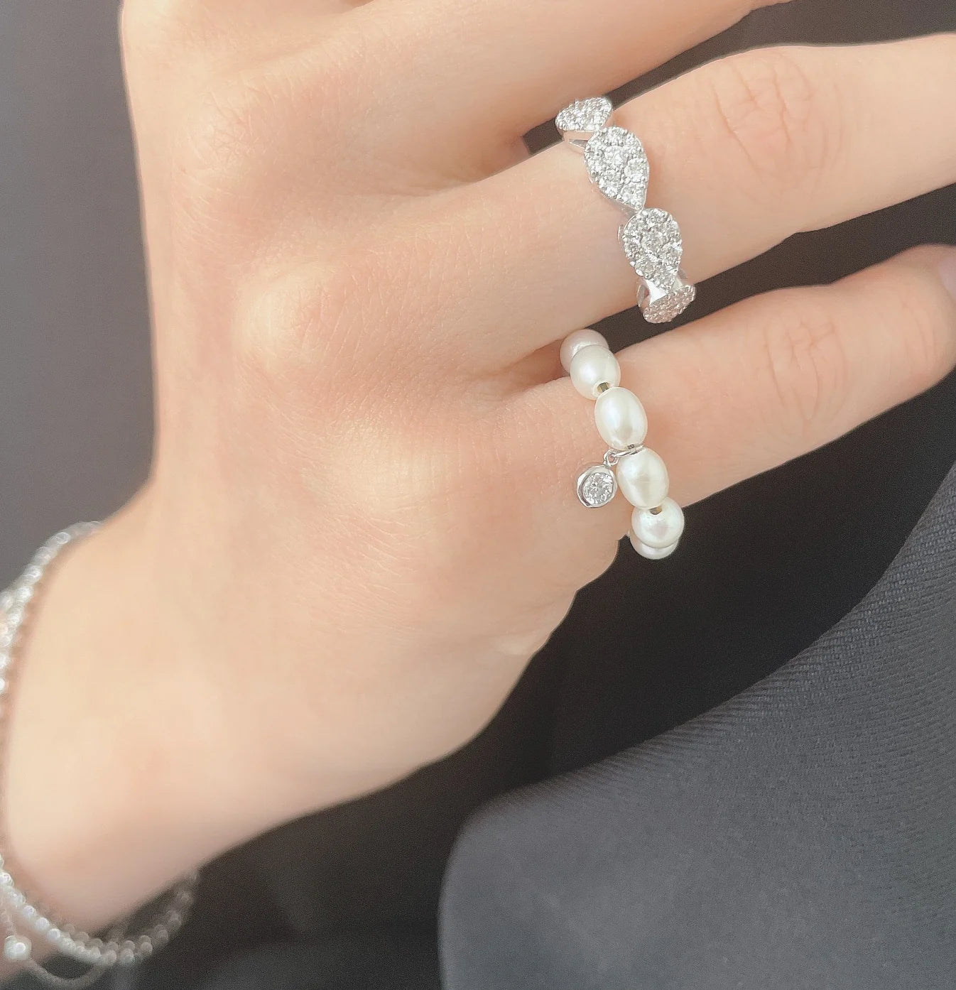 パールダイヤモンド 2wayイヤーカフリング